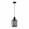 Czarna Dekoracyjna Lampa Wisząca Szklany Dymiony Klosz ZONA PND-29258S-1-BK-SG ITALUX