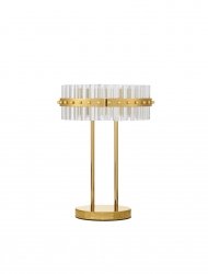 Elegancka lampa stołowa nocna LED do salonu złota glamour szklany klosz okrąg dekoracyjna designerska BRIOLVO LE45103 Luces Exclusivas