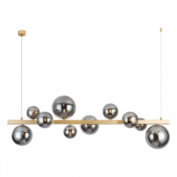 Złota molekularna lampa wisząca szklane klosze w kolorze dymiony chrom BUBBLES 10 SMOKY AZ5868 + AZ5873 Azzardo 