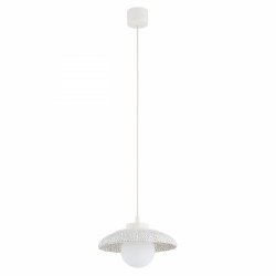 Lampa wisząca ceramika Bolesławiec biała muszla w kropki ręcznie zdobiona designerska wyjątkowa BOLL 8947 Argon x Manufaktura w Bolesławcu 