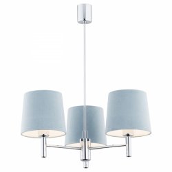 Gustowna lampa wisząca żyrandol minimalistyczny el.chrom 3-płomienny welurowy abażur błękitny elegancki BOLZANO 1383 Argon