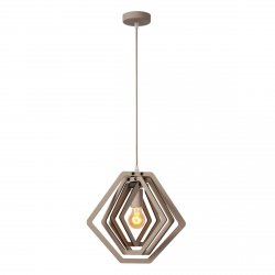 Drewniana lampa wisząca odcienie szarości nowoczesna boho designerska możliwość ściemniania MAURO 77489/33/41 LUCIDE