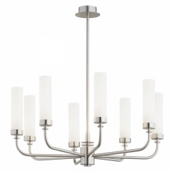 Rozłożysty żyrandol 8-płomienny niklowany mleczne szkło tuba nowoczesny elegancki klasyczny PRESTON 5083 Argon