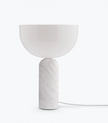 Lampka stołowa nocna półokrągła biała marmurowa nowoczesna designerska dekoracyjna na komodę 35cm Kizu 20420 New Works