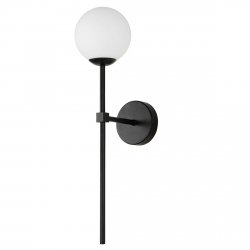 Nowoczesny stylowy designerski czarny kinkiet biała szklana kula PIRULETA LP-008/1W BK Light Prestige IP44