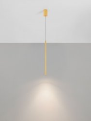 Lampa wisząca LED ryflowany zwis 60cm złota nowoczesna minimalistyczna do salonu jadalni Luces Exclusivas