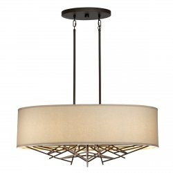 Lampa wisząca designerska nowoczesna Taiko 5 źródeł światła stary brąz okrągły lniany abażur TAIKO5-ISLE ELSTEAD LIGHTING
