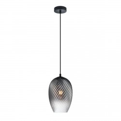 Lampa wisząca szklana żłobiony klosz dekoracyjna czarna w nowoczesnym stylu Alias PND-3663-1-BK-SG Italux