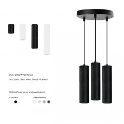 Lampa wisząca potrójna czarne gładkie tuby 9cm minimalistyczna LUCAS AZ6158 + 3 x AZ6115 Azzardo