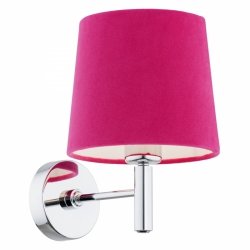 Gustowny kinkiet lampka nocna nowoczesny el.chrom welurowy abażur intensywny róż do sypialni BOLZANO 3909 Argon