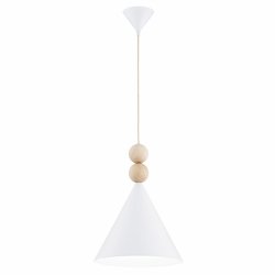 Lampa wisząca stożek z drewnianym dekorem duża skandynawska elegacka KEGEL 8632 Argon