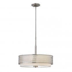Lampa wisząca / Półplafon Jules - 3 źródła światła ażurowy wzór szczotkowany nikiel biały klosz elegancki ponadczasowy HK-JULES-3P-BN HINKLEY