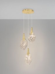 Lampa wisząca LED potrójna 50cm owalne szklane klosze z wgłębieniami designerska nowoczesna ściemnialna ADEJE LE45701 Luces Exclusivas