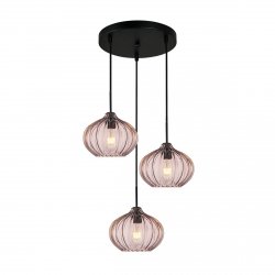 Lampa wisząca Żyrandol Pansol PND-2940-3AS-BK-CF Italux 3xE27 Czarna Szklane Brązowe klosze ze Szkła Strukturalnego 56cm