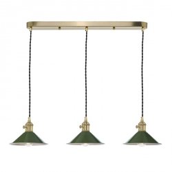 Mosiądzowana Lampa Wisząca Vintage Zielone Klosze HADANO HAD3640-07 DAR LIGHTING