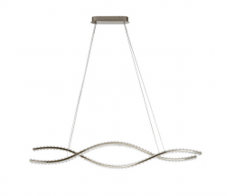 Elegancka lampa wisząca kryształowa LED żyrandol glamour w kolorze chrom podłużna SPARK WAVES 120 cm AZ6562 CCT DIMM + REMOTE CONTROL AZZARDO do salonu jadalni nad stół 