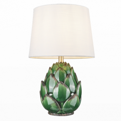 Dekoracyjna ceramiczna lampa stołowa nocna zielona z abażurem ARTI T01736BR-WH Cosmo Light 
