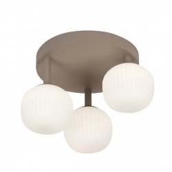 Nowoczesna lampa sufitowa plafon potrójny szklane ryflowane klosze brązowy okrągły minimalistyczny klasyczny Montes PLF-02217-3-BRO Italux 