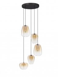 Nowoczesna lampa wisząca LED owalny złoty szklany klosz uniwersalna klasyczna minimalistyczna możliwość ściemniania Luces Exclusivas