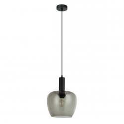 Czarna szklana lampa wisząca nad stół wyspę jadalniana szary dymiony klosz APRICA PND-59769-BK-SG Italux