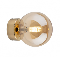 Złoty molekularny kinkiet ścienny szklana bursztynowa kula 12cm BUBBLES WALL AMBER AZ5883 + AZ6451 Azzardo