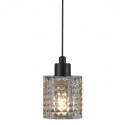 Lampa Wisząca NORDLUX HOLLYWOOD 46483000 Czarna Szklana Przeźroczysty Klosz