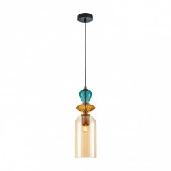 Designerska Lampa Wisząca Szklana Bursztynowy Klosz BUSCO PND-30263-1C-BRO-AMB ITALUX
