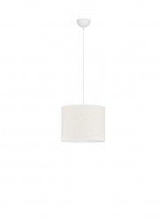 Lampa wisząca biała lniany abażur okrągły 30cm uniwersalna minimalistyczna dekoracyjna Luces Exclusivas