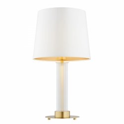 Nowoczesna elegancka szklana lampa stołowa z białym abażurem do salonu HAMPTON 8540  ARGON
