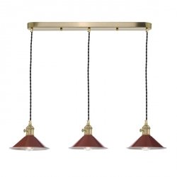 Mosiądzowana Lampa Wisząca Vintage Czerwone Klosze HADANO HAD3640-08 DAR LIGHTING
