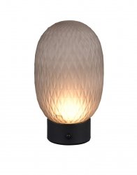 Lampa stołowa nocna LED designerska nowoczesna dekoracyjna na komodę szklany klosz ściemnialna owalna FACETTE 564210154 Trio