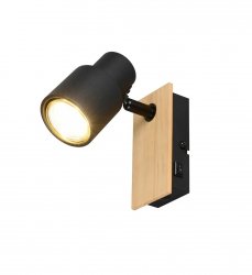 Nowoczesny kinkiet lampa ścienna czarna regulowana klasyczna minimalistyczna metalowa uniwersalna drewniana podstawa PIERRE R81981732 Rl