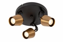 Nowoczesny plafon lampa sufitowa czarno-złota regulowana potrójna na wysięgniku uniwersalna minimalistyczna metalowa EMILE 51901/13/02 Lucide