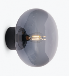 Lampa ścienna kinkiet czarny okrągły szklany klosz drewniany minimalistyczny uniwersalny nowoczesny dekoracyjny Karl-Johan 20321 New Works