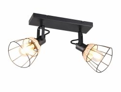 Lampa sufitowa plafon druciana metalowa czarna podwójna owalna boho uniwersalna industrialna minimalistyczna regulowana JEROME R86232032 Rl