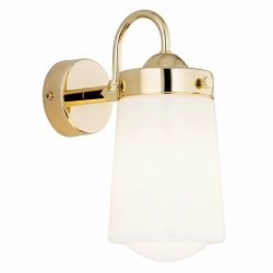 Eklektyczny kinkiet elegancka lampa ścienna lampka nocna złota mleczny klosz szkło PASADENA 4717 Argon