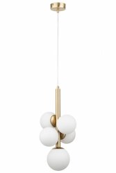 Lampa wisząca Perla Lux 5 zwis Sigma 40786 złoty szczotkowany/ biały