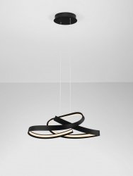 Lampa wisząca LED czarna geometrycznie zakręcony ring 60cm nowoczesna ściemnialna ze zmianą barwy światła ALAGON LE45715 Luces Exclusivas