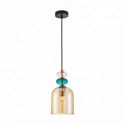 Designerska Lampa Wisząca Szklana Bursztynowy Klosz BUSCO PND-30263-1B-BRO-AMB ITALUX