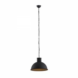 Industrialna metalowa lampa wisząca nowoczesna łańcuch czarna stal lakierowana półokrągły klosz EUFRAT 3191 Argon