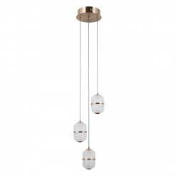 Złota lampa wisząca siatkowany klosz szklany Alani Italux PND-34375-3-HBR lampa jadalniana nad wyspę nad stół