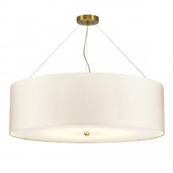 Lampa wisząca 86 cm Pearce 7 źródeł światła postarzany mosiądz jedwabny abażur minimalistyczna DL-PEARCE34-7LT-IV-AB ELSTEAD LIGHTING