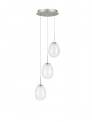 Lampa wisząca potrójna LED srebrna owalna szklana minimalistyczna uniwersalna Luces Exclusivas