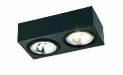 Funkcjonalna nowoczesna metalowa lampa natynkowa plafon czarna podwójna prostokąt kubik RODOS 617 Argon