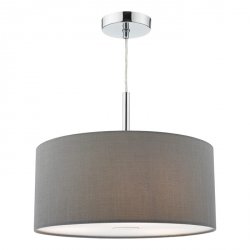 Nowoczesna Lampa Wisząca Abażurowa Szara RONDA RON1039 DAR LIGHTING