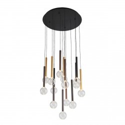 Kaskadowa lampa wisząca szklane okręgłe klosze przeźroczyste Alinos Italux PND-24019-14A-BK