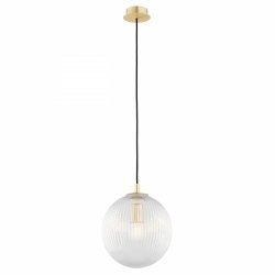 Lampa wisząca elegancka glamour przezroczysta szklana kula 25 cm ryflowane złoto PALOMA 8517 Argon