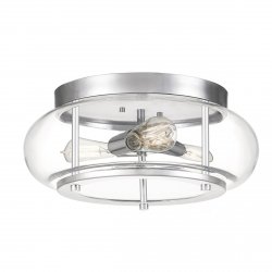 Plafon Trilogy - 3 źródła światła - Polerowany chrom przezroczysty szklany klosz okragły elegancki minimalistyczny QZ-TRILOGY-F-M-BATH QUOIZEL