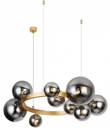 Złota molekularna lampa wisząca szklane klosze w kolorze dymiony chrom BUBBLES 10 SMOKY AZ5871 + AZ5873 Azzardo 
