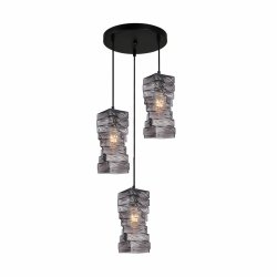 Lampa wisząca czarna potrójna szklana dekoracyjne klosze w nowoczesnym stylu Altera PND-3219-3A-BK-SG Italux